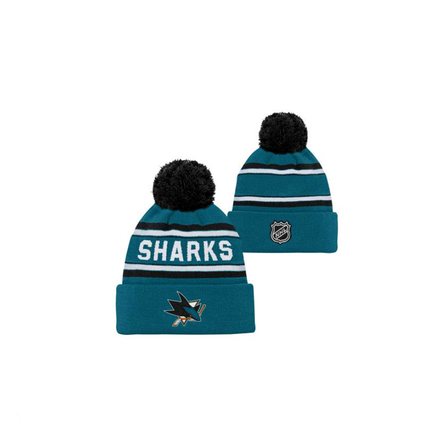 NHL Zimná Čiapka WORDARK JACQUARD CUFF POM San Jose Sharks Kid - Detská
